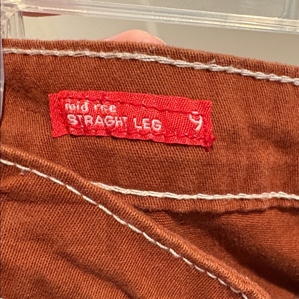 EUC [Hot Kiss] Cargo Straight Leg Stretch Rust Orange/Brown Pants Juniors Sz 9 - Picture 8 of 9